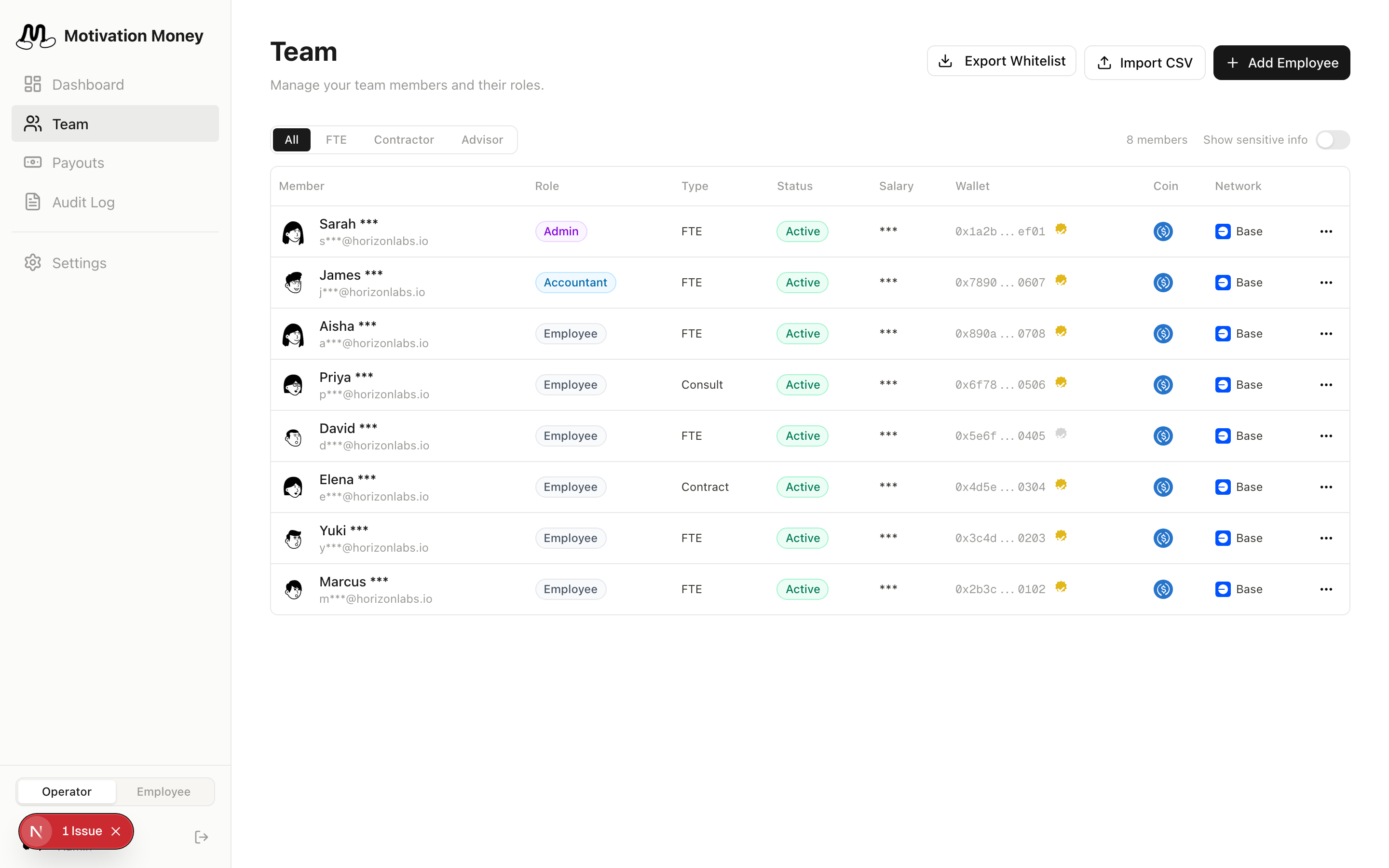 Team management in Motivation Money